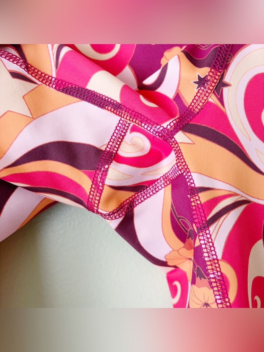 Beach Riot Sport | Piper Leggings Starlight Swirl 70s Floral Orange Pink Small - Picture 5 of 7